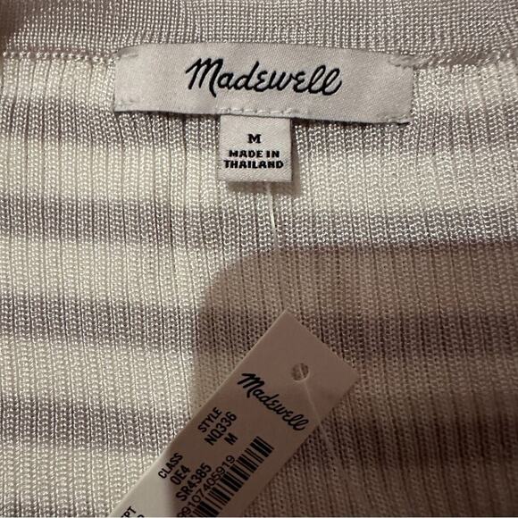 Madewell Micro-Rib Short Sleeve Striped Sweater Tee in Monument Sz‎ M NEW - Picture 5 of 10